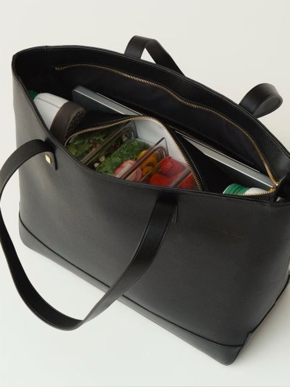 Modern Picnic Vegan Leather Tote Bag Black